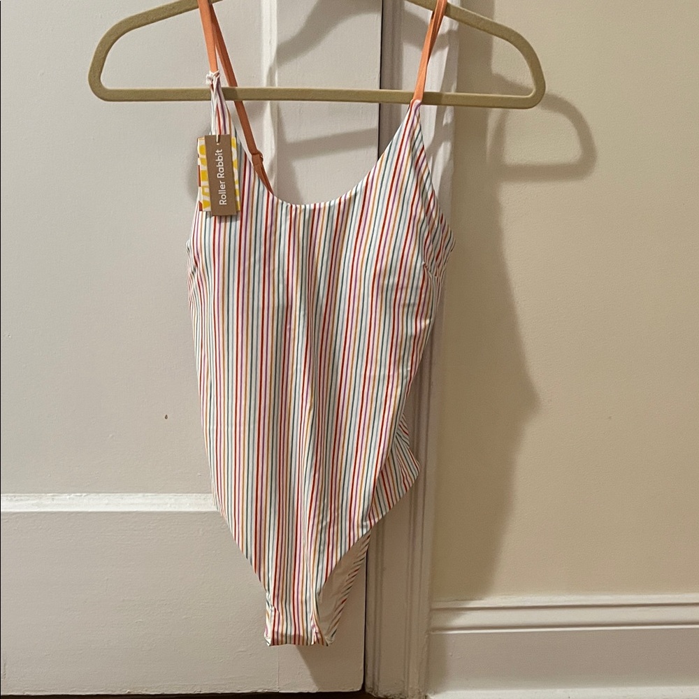 Roberta Roller Rabbit Striped One Piece Swimsuit. New lined with cups
